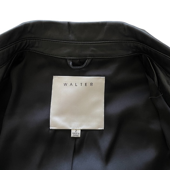 Women's Black Lambskin Leather Moto Biker Jacket Blazer by Walter Baker - Size 2 - Picture 13 of 16